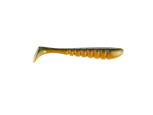 Yellow and brown fishing lure on a white background
