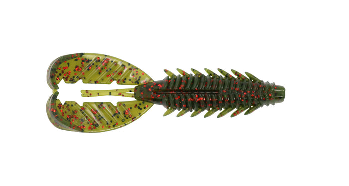 Fishing lure resembling a crawfish on a white background